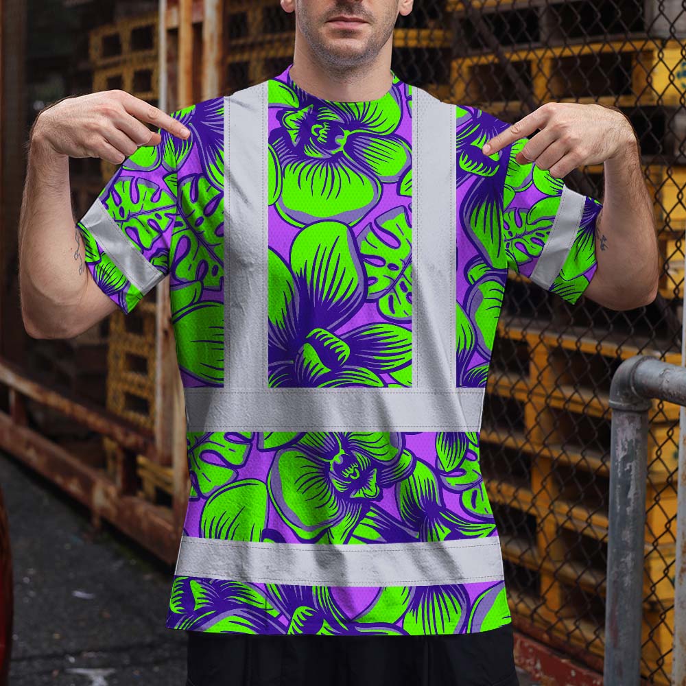 Green Neon Violet Orchid Hi-Vis T-Shirt