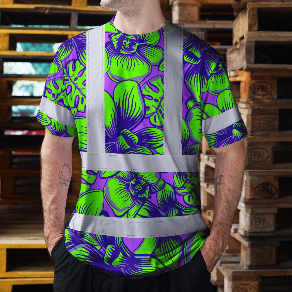 Green Neon Violet Orchid Hi-Vis T-Shirt