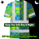 Green Neon Blue Orchid Hi-Vis T-Shirt