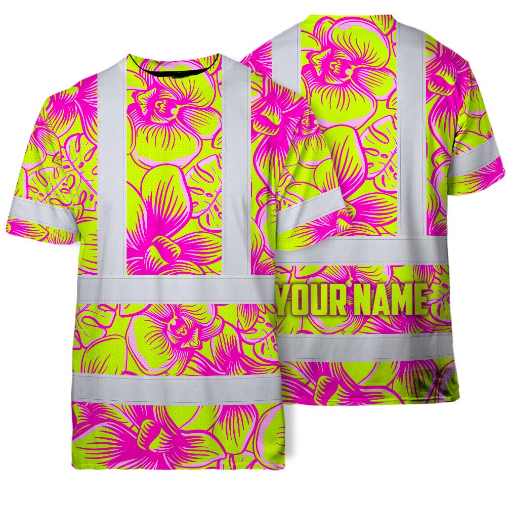 Pink Neon Yellow Orchid Hi-Vis T-Shirt