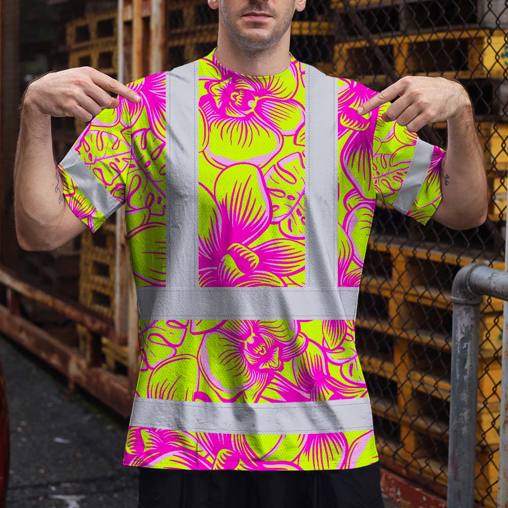 Pink Neon Yellow Orchid Hi-Vis T-Shirt