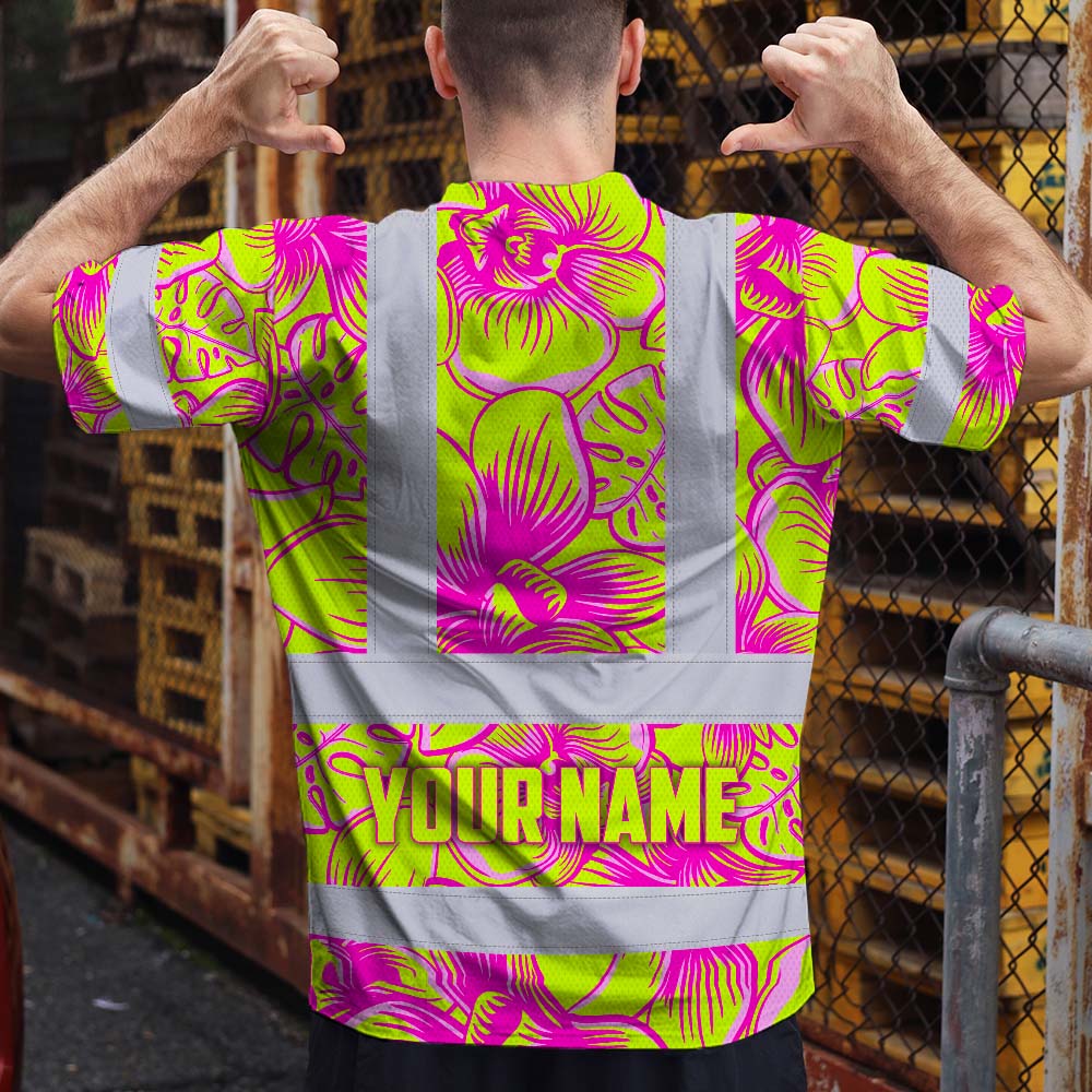 Pink Neon Yellow Orchid Hi-Vis T-Shirt