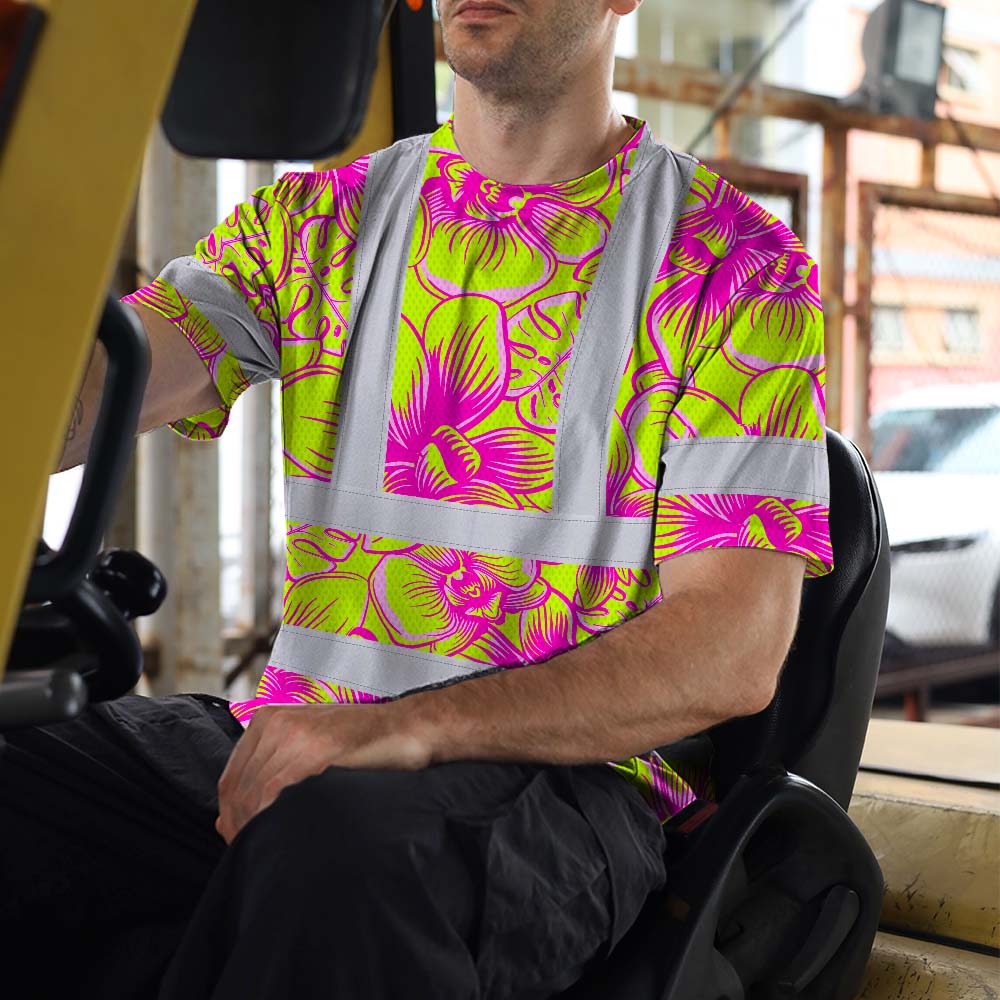 Pink Neon Yellow Orchid Hi-Vis T-Shirt