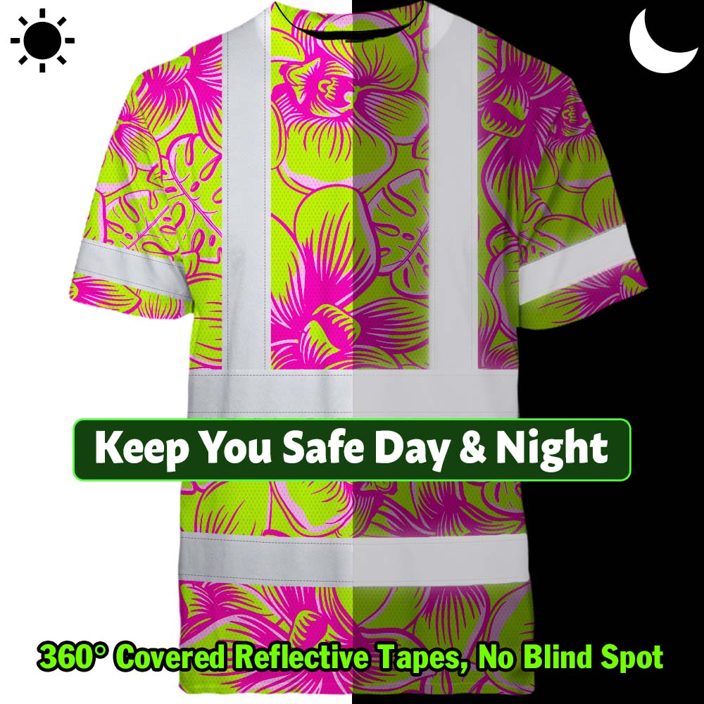 Pink Neon Yellow Orchid Hi-Vis T-Shirt