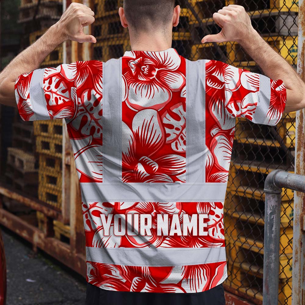 Red Neon White Orchid Hi-Vis T-Shirt