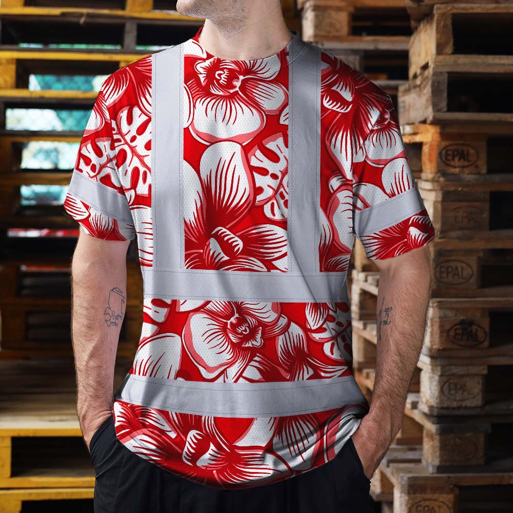 Red Neon White Orchid Hi-Vis T-Shirt