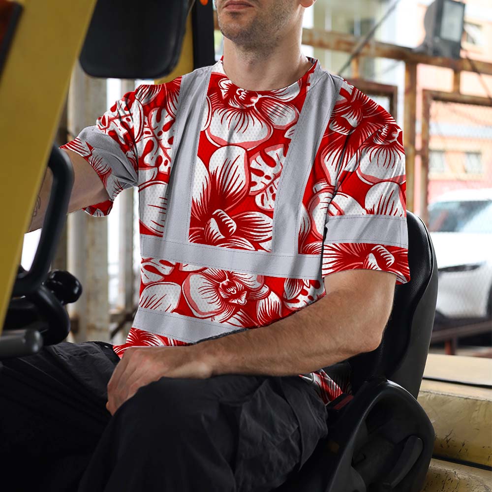 Red Neon White Orchid Hi-Vis T-Shirt