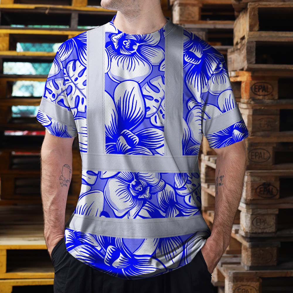 Blue Neon White Orchid Hi-Vis T-Shirt