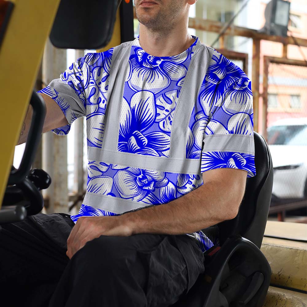 Blue Neon White Orchid Hi-Vis T-Shirt