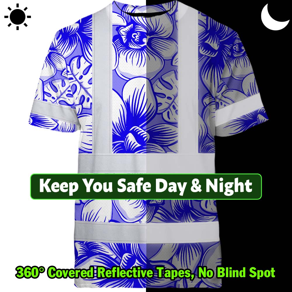 Blue Neon White Orchid Hi-Vis T-Shirt