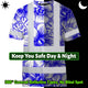 Blue Neon White Orchid Hi-Vis T-Shirt