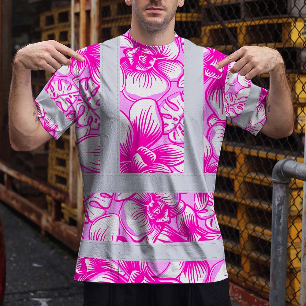 Pink Neon White Orchid Hi-Vis T-Shirt