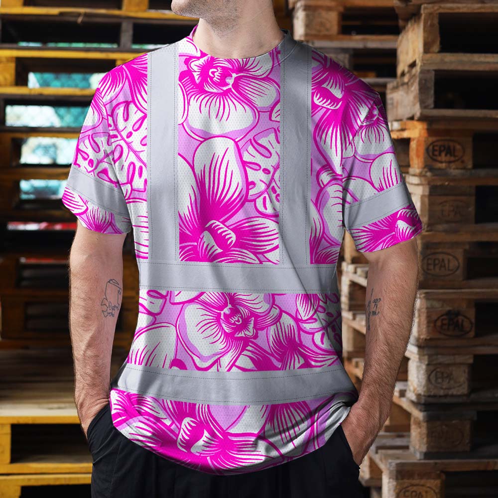 Pink Neon White Orchid Hi-Vis T-Shirt