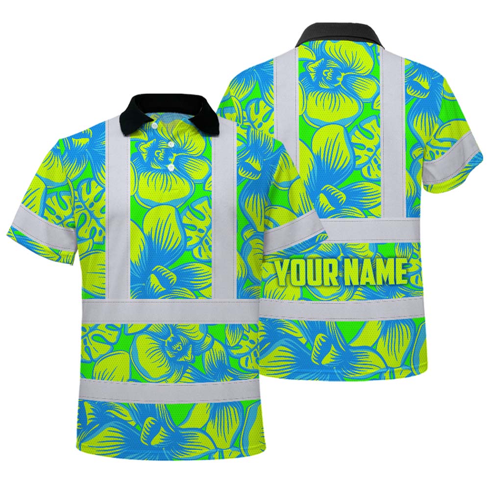 Green Neon Blue Orchid Hi-Vis Polo Shirt