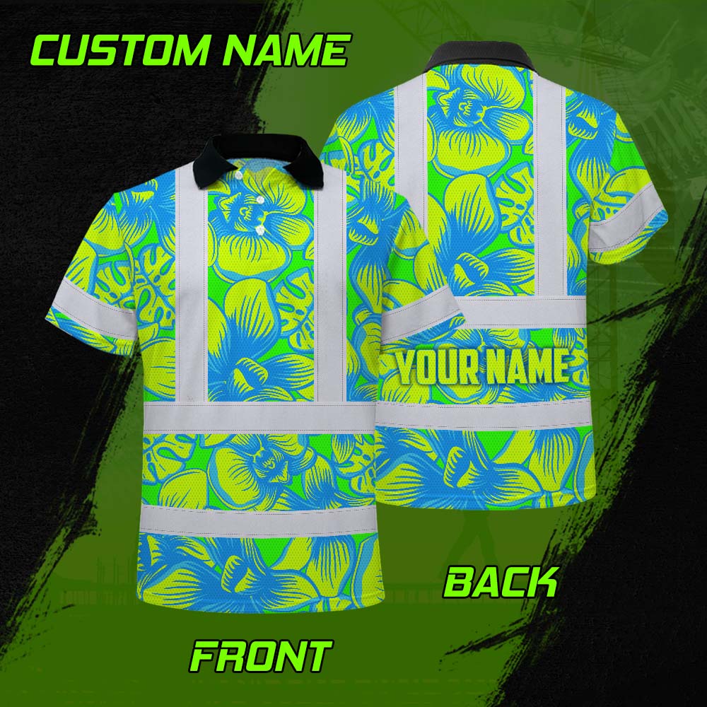 Green Neon Blue Orchid Hi-Vis Polo Shirt