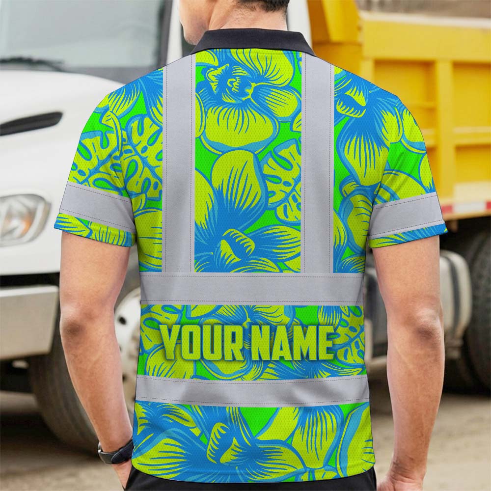 Green Neon Blue Orchid Hi-Vis Polo Shirt