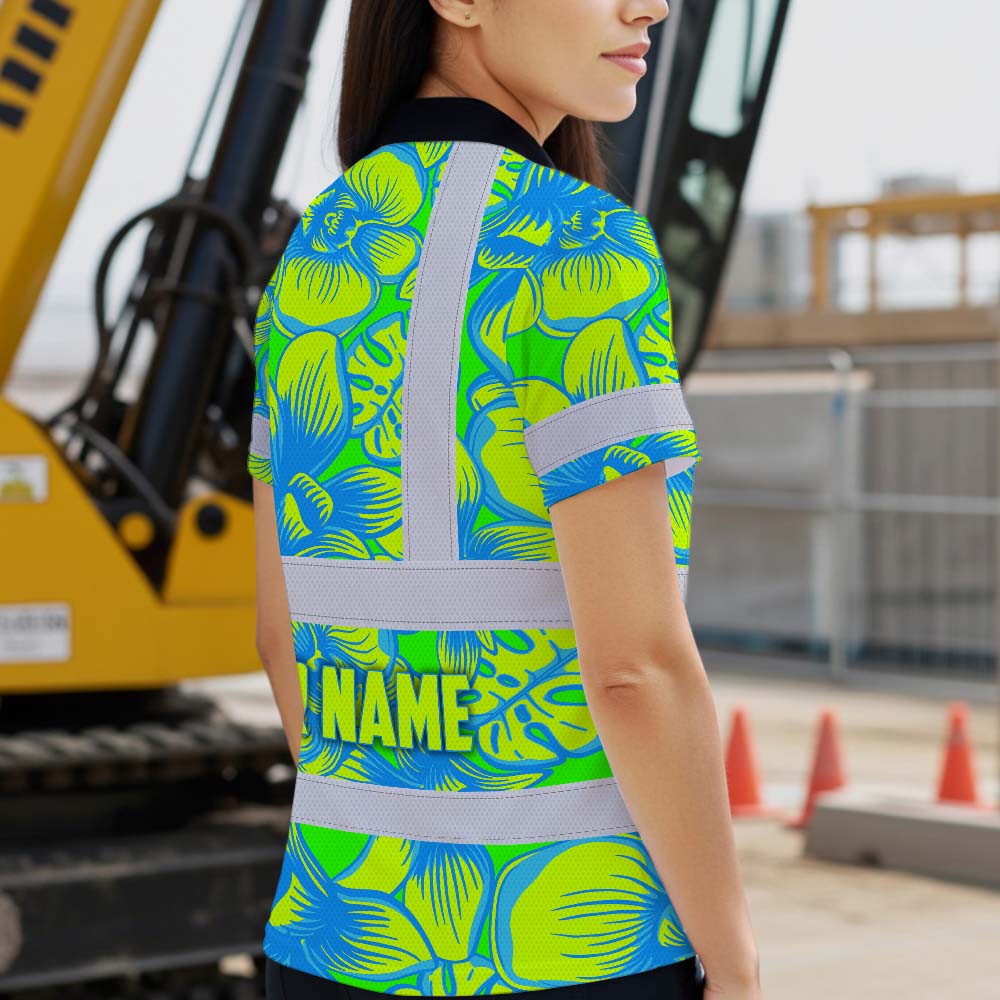 Green Neon Blue Orchid Hi-Vis Polo Shirt