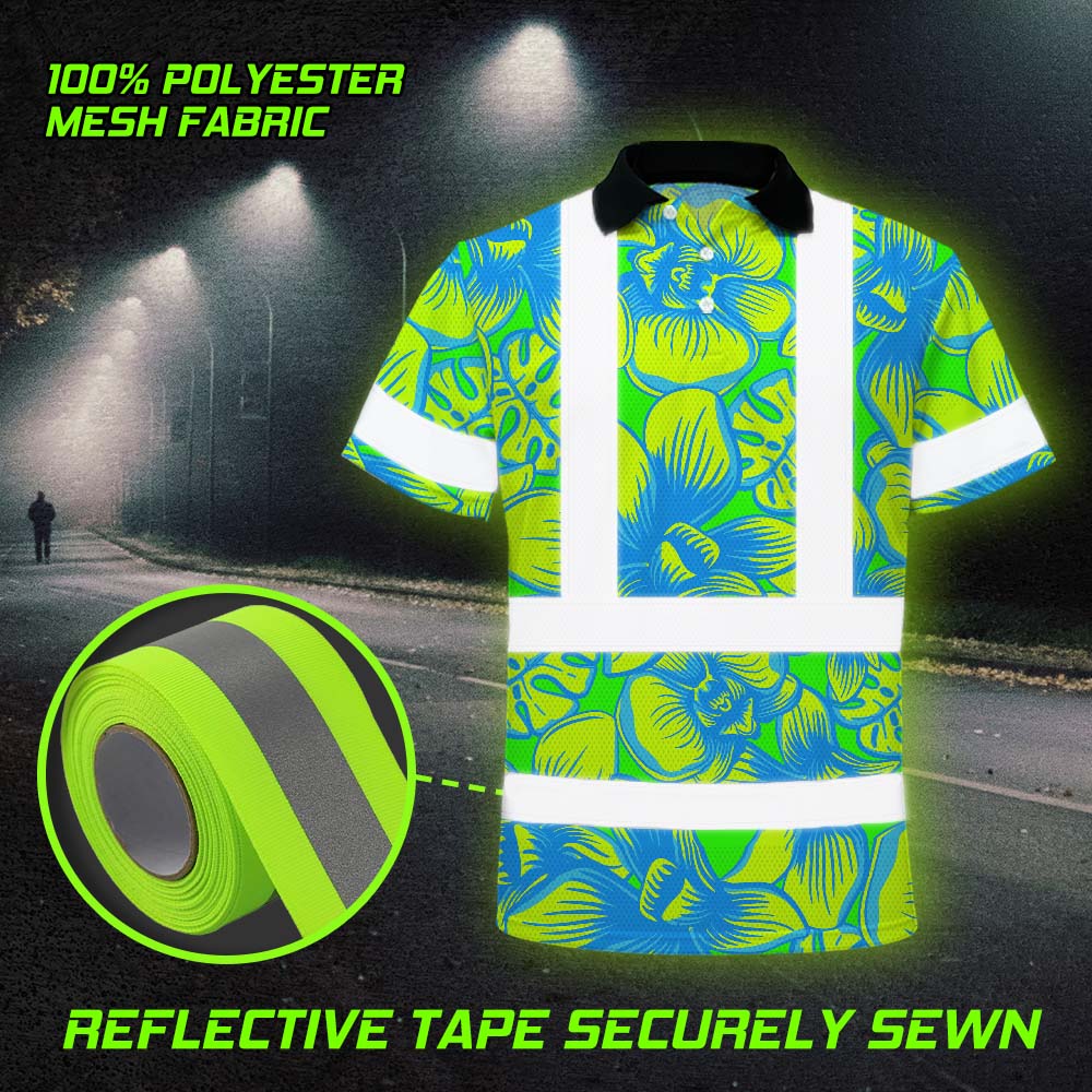 Green Neon Blue Orchid Hi-Vis Polo Shirt