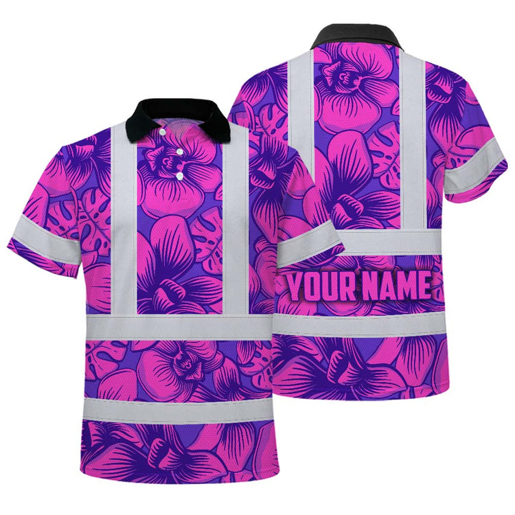 Pink Neon Violet Orchid Hi-Vis Polo Shirt