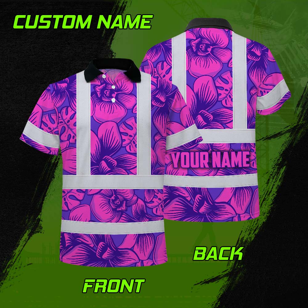 Pink Neon Violet Orchid Hi-Vis Polo Shirt