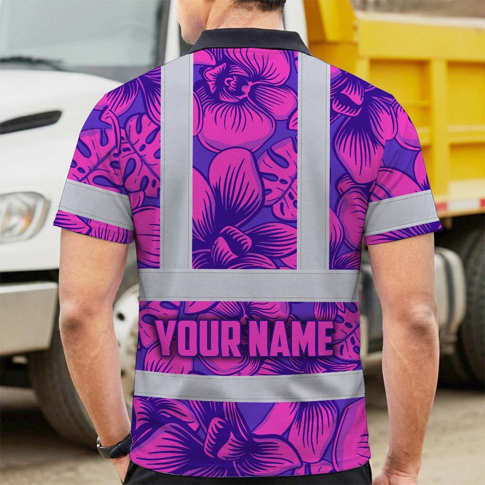 Pink Neon Violet Orchid Hi-Vis Polo Shirt