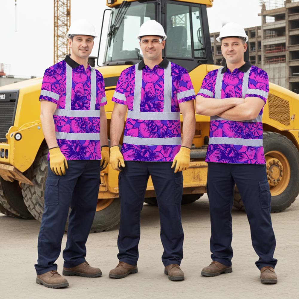 Pink Neon Violet Orchid Hi-Vis Polo Shirt