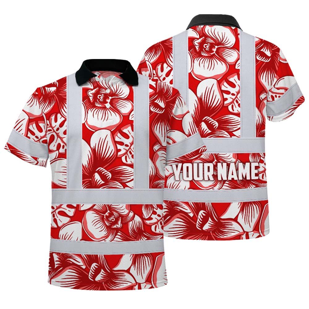 Red Neon White Orchid Hi-Vis Polo Shirt