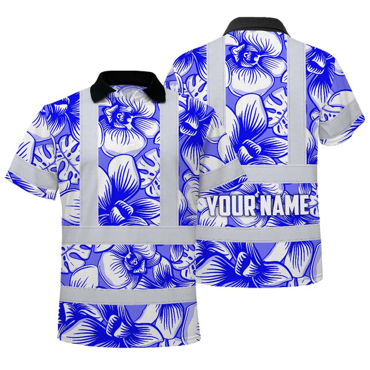 Blue Neon White Orchid Hi-Vis Polo Shirt