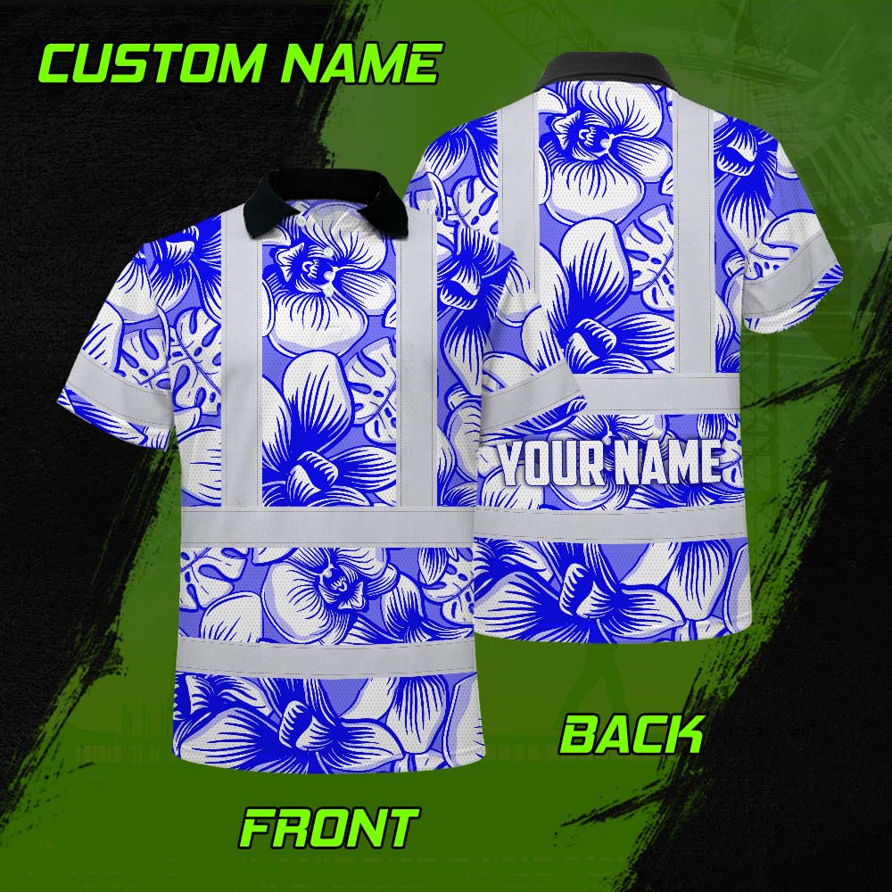 Blue Neon White Orchid Hi-Vis Polo Shirt