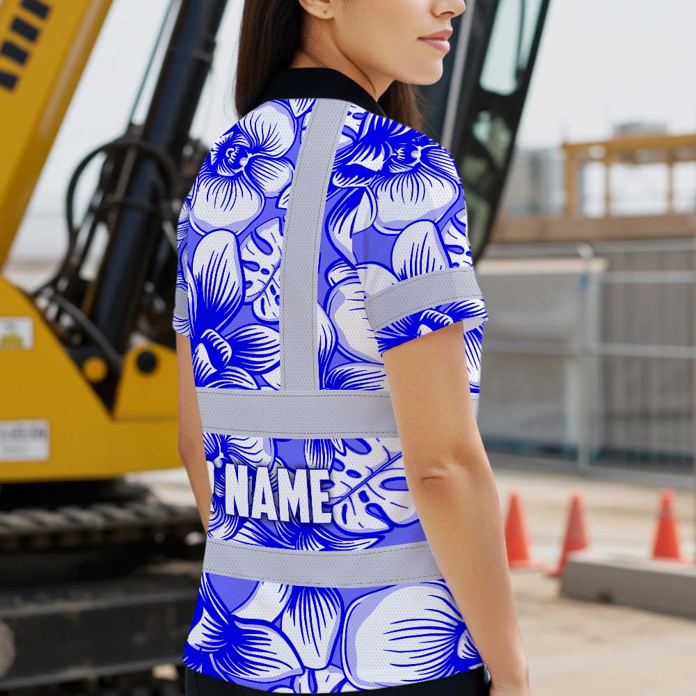 Blue Neon White Orchid Hi-Vis Polo Shirt