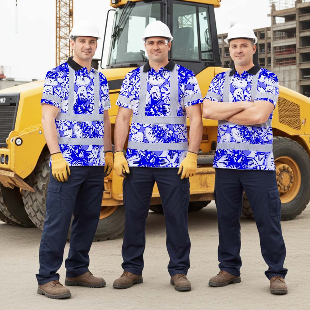 Blue Neon White Orchid Hi-Vis Polo Shirt