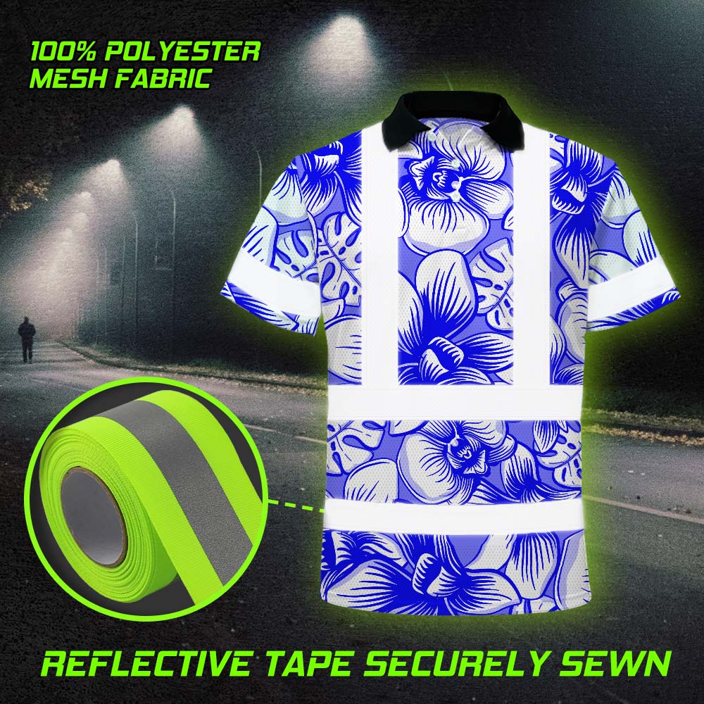 Blue Neon White Orchid Hi-Vis Polo Shirt