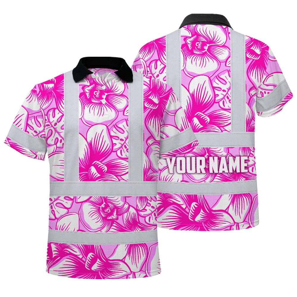 Pink Neon White Orchid Hi-Vis Polo Shirt