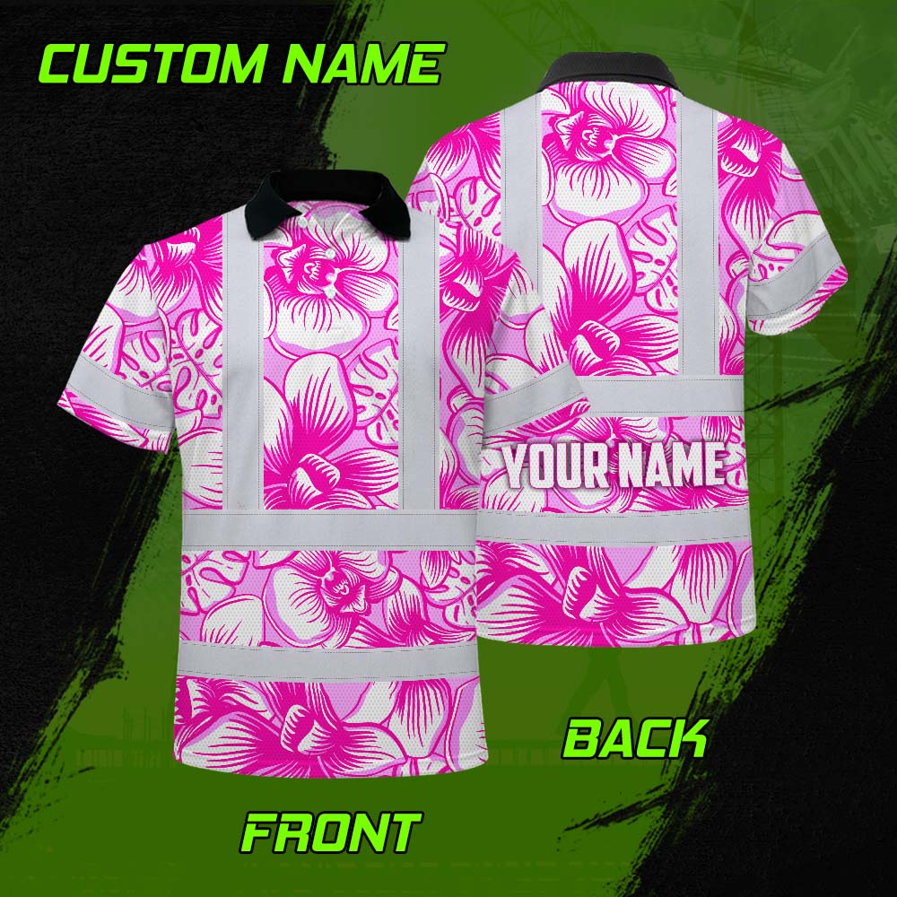 Pink Neon White Orchid Hi-Vis Polo Shirt