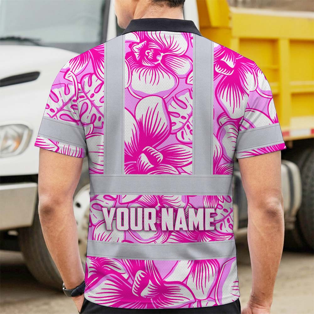 Pink Neon White Orchid Hi-Vis Polo Shirt