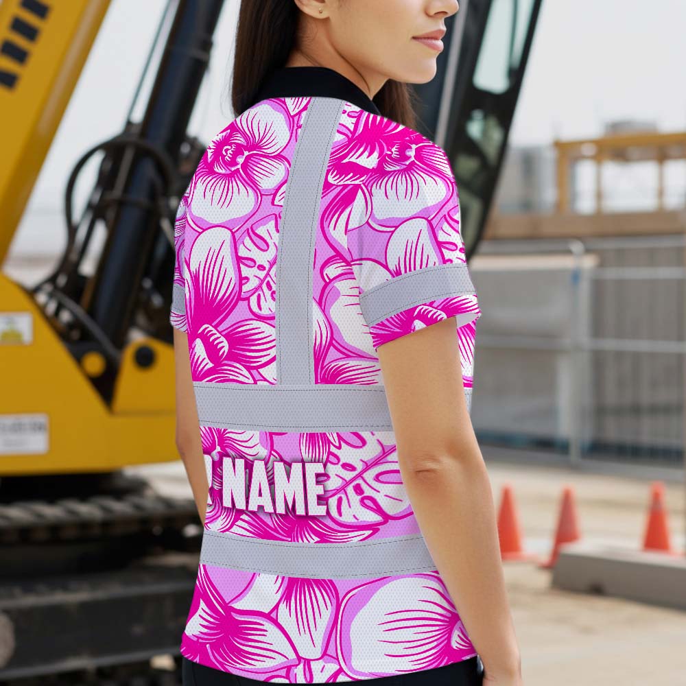 Pink Neon White Orchid Hi-Vis Polo Shirt