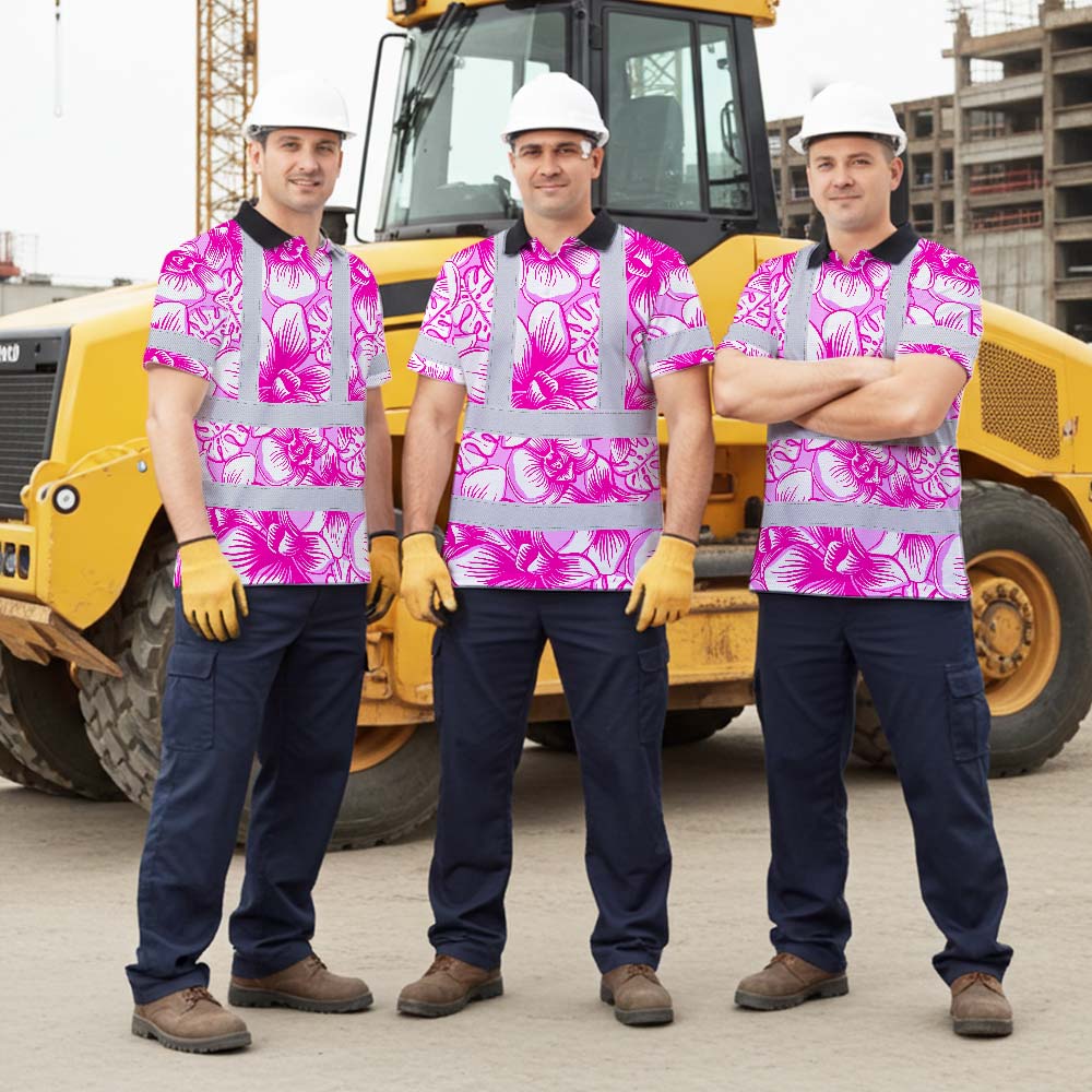 Pink Neon White Orchid Hi-Vis Polo Shirt