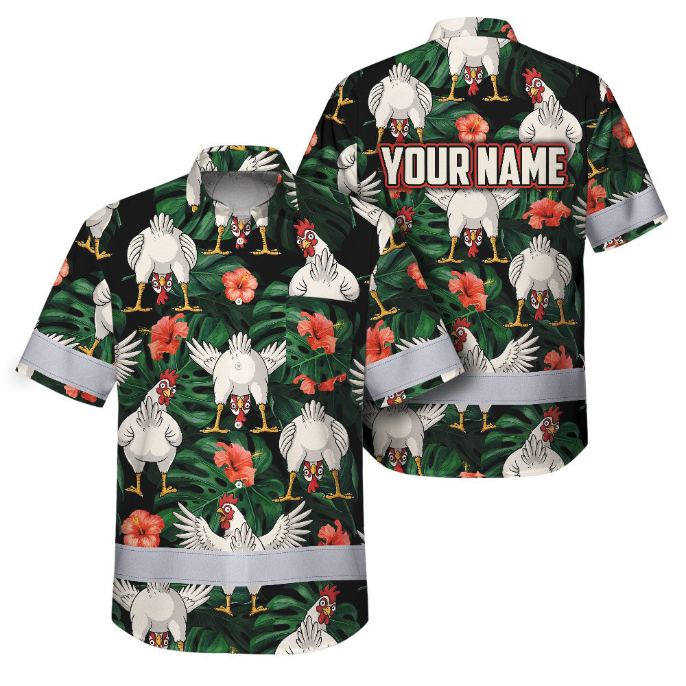 Funny Chicken 3 Hi-Vis Hawaiian Shirt