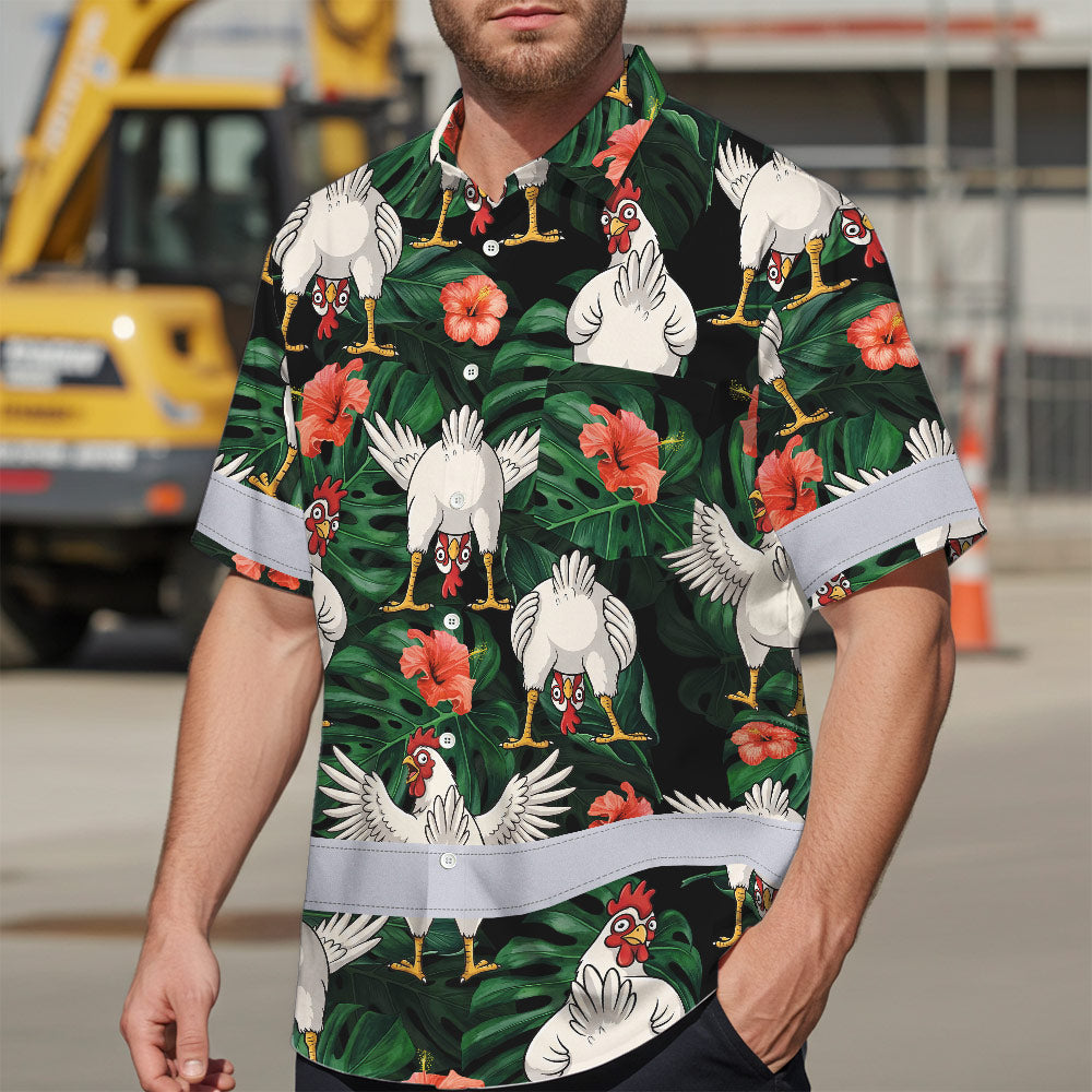 Funny Chicken 3 Hi-Vis Hawaiian Shirt