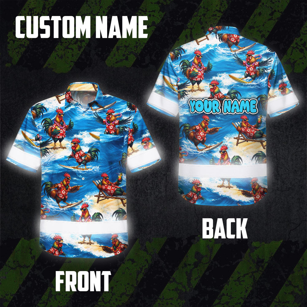 Funny Chicken 4 Hi-Vis Hawaiian Shirt