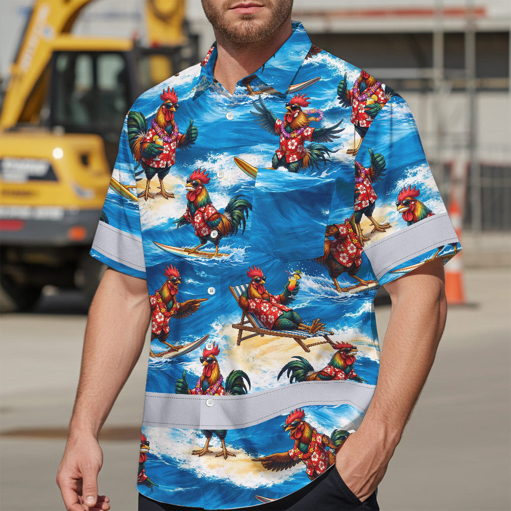 Funny Chicken 4 Hi-Vis Hawaiian Shirt