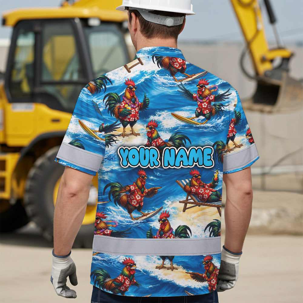 Funny Chicken 4 Hi-Vis Hawaiian Shirt