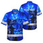 Blue Neon Skull Boat Hi-Vis Hawaiian Shirt