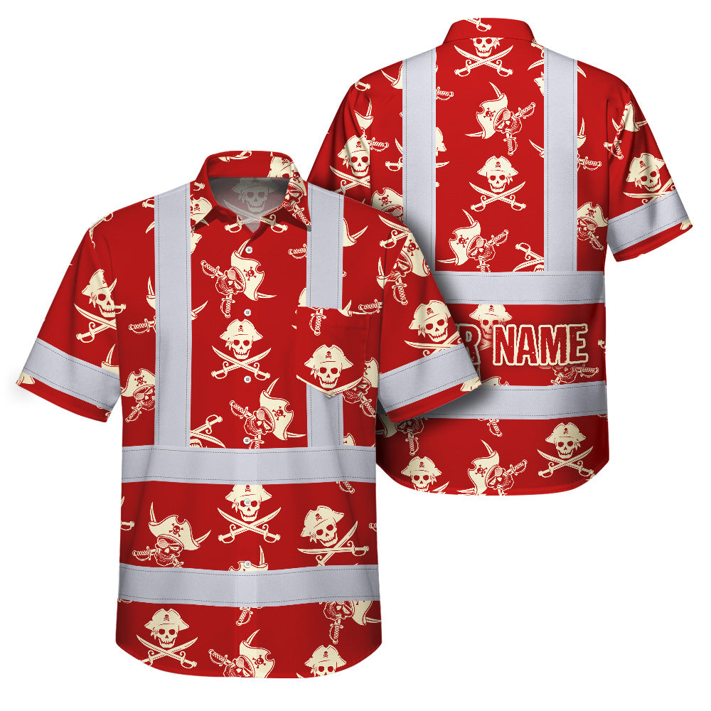 Red Skull Boat Hi-Vis Hawaiian Shirt