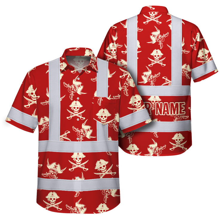 Red Skull Boat Hi-Vis Hawaiian Shirt