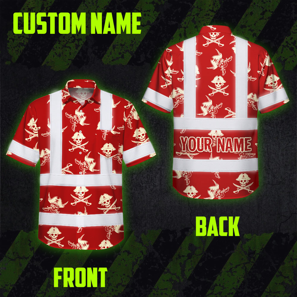 Red Skull Boat Hi-Vis Hawaiian Shirt