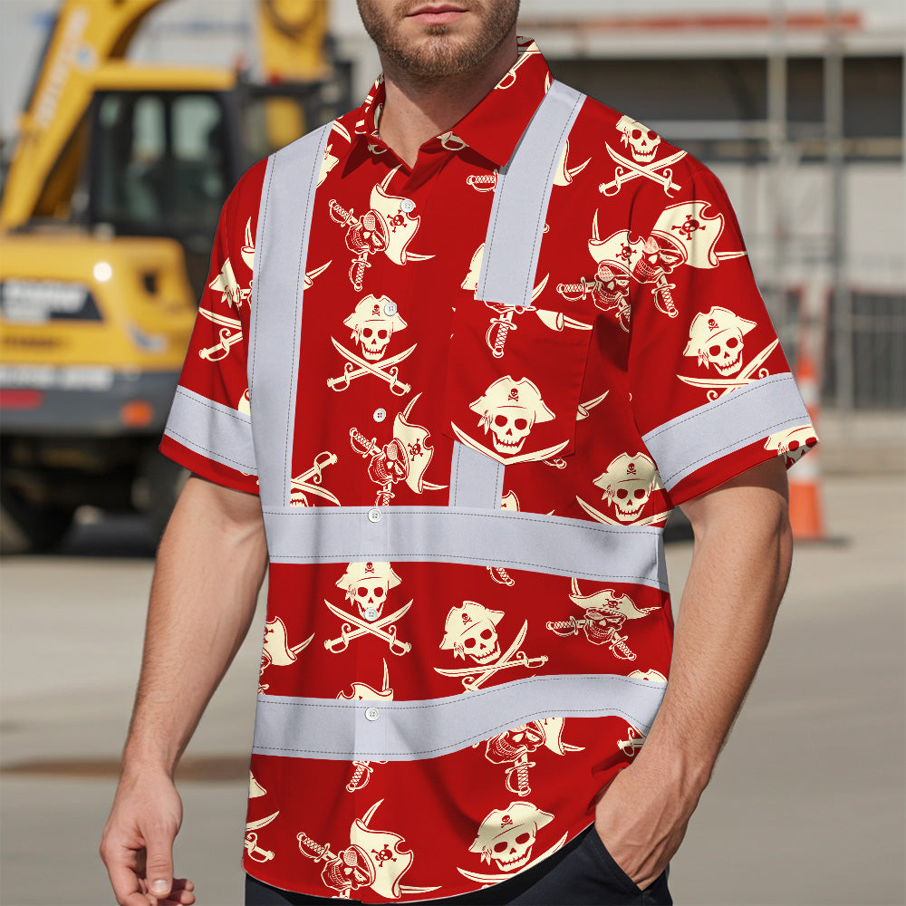 Red Skull Boat Hi-Vis Hawaiian Shirt