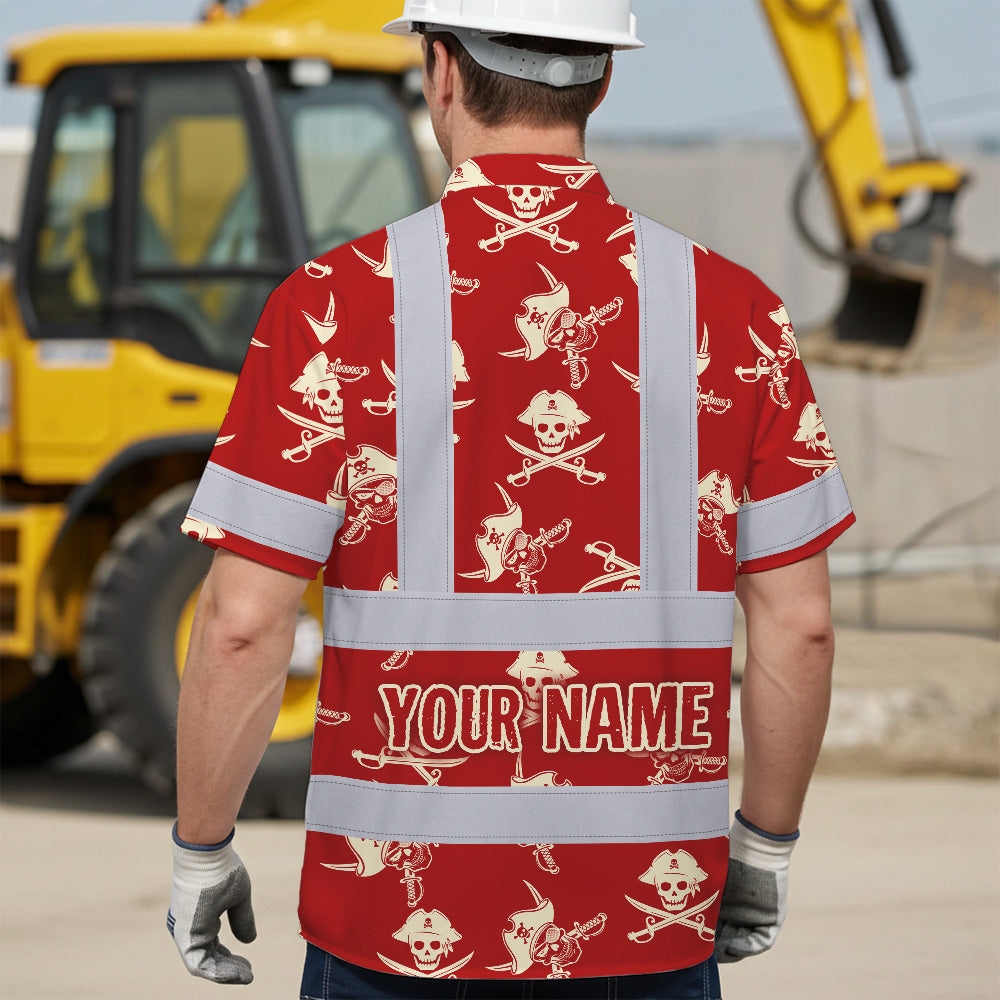 Red Skull Boat Hi-Vis Hawaiian Shirt