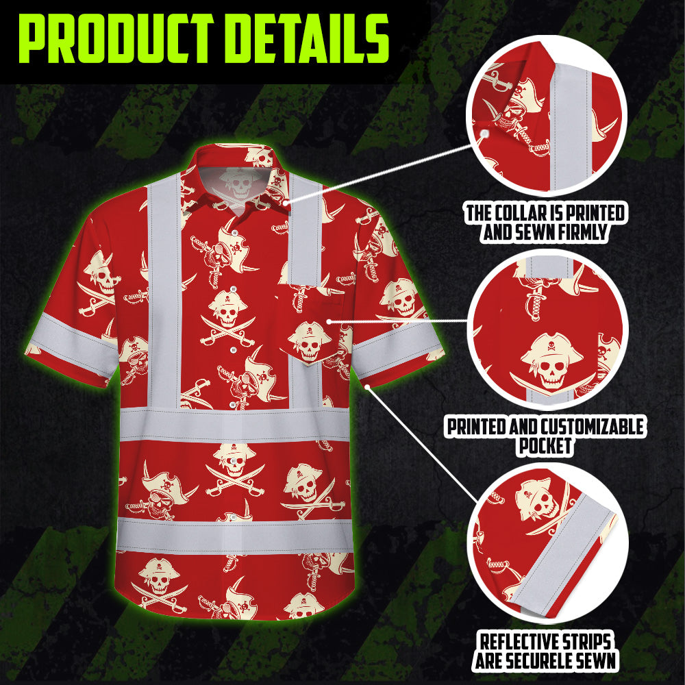Red Skull Boat Hi-Vis Hawaiian Shirt