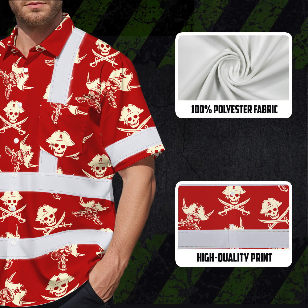 Red Skull Boat Hi-Vis Hawaiian Shirt